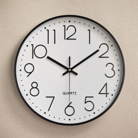 30cm Horloge Pendule Mural, Horloge Murale à Quartz, Horloge Silencieuse sans de Bruit avec Chiffres Surdimensionnés, pour Salon Chambre Bureau Cafétéria Restaurant, Rétro Européenne (No