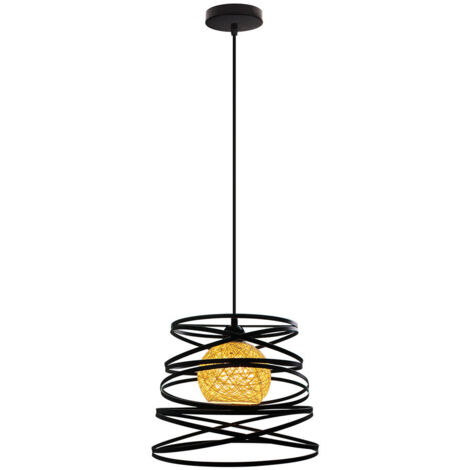 30cm Lustre Suspension Industrielle Vintage Rétro Luminaire Ressort pour Couloir Café Restaurant Noir - 1 Pack