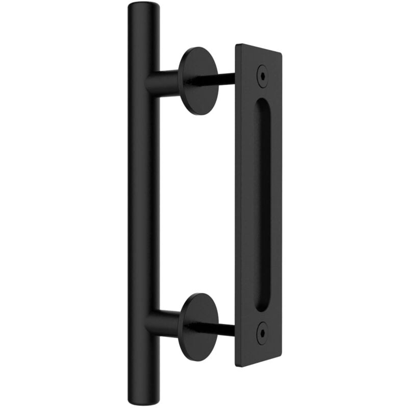 Memkey - 30cm Matériel de poignée de porte de grange coulissant, avec poignée de doigt de chasse d'eau, poignée et kit de poignée de porte de grange