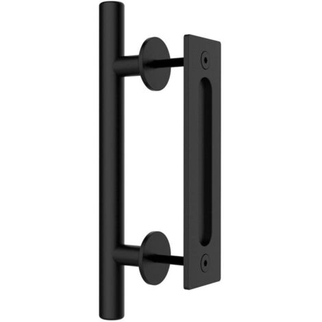 30cm Matériel de poignée de porte de grange coulissant, avec poignée de doigt de chasse d'eau, poignée et kit de poignée de porte de grange de chasse d'eau pour armoire de porte de garage