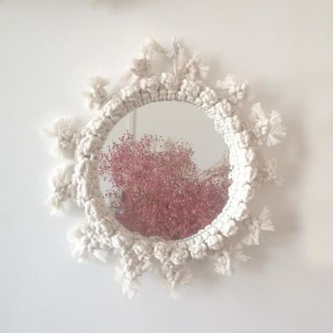 30cm Miroir de maquillage Miroir Tapisserie tissée à suspendre