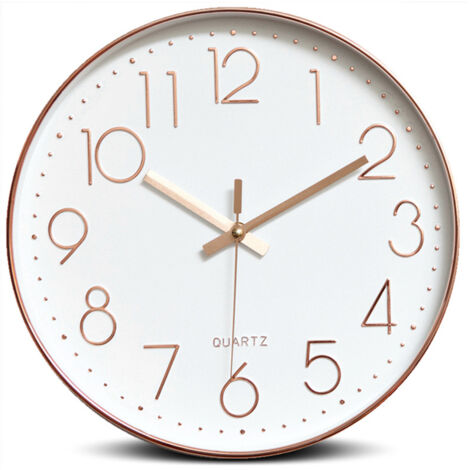 30cm Orologio da parete silenzioso, Movimento al quarzo, Orologio da Parete Circolare Facile Lettura, Per soggiorno, Camera da Letto, Cucina, Ufficio, Scuola - Oro rosa