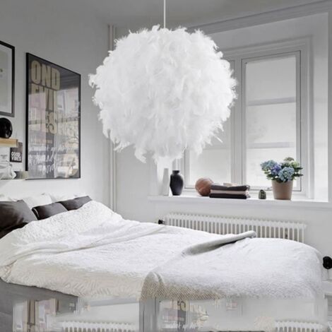 30cm Plafonnier lustre éclairage boule de plumes simple moderne Créatif décoration de chambre d'exposition - Blanc
