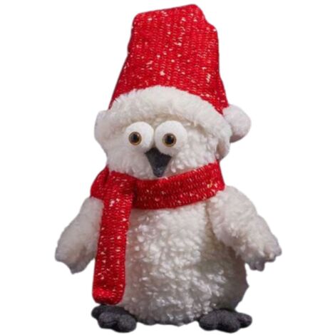 30cm Plush Christmas Goggle Owl Decoration with Santa Hat