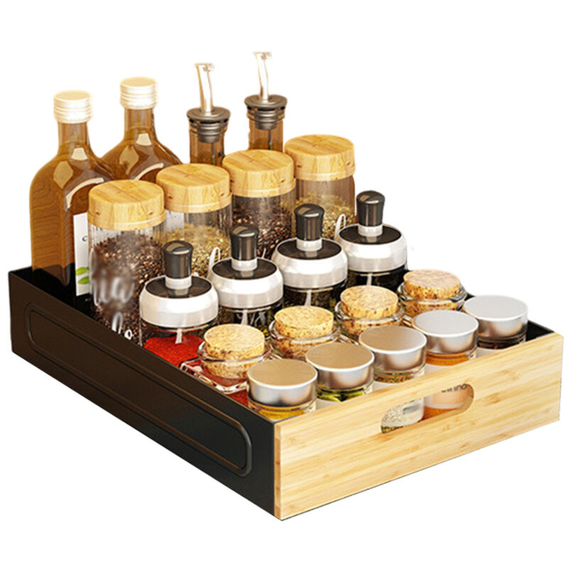 Hoerfuriy - 30cm Pull Out cabinet tiroir Pull Out cabinet étagère fond coulissant étagères de rangement pour cuisine salle de bain - noir