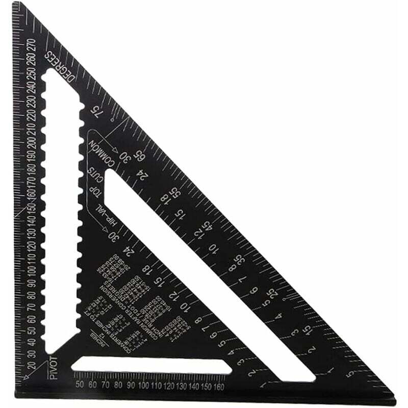 30cm Rapporteur Triangle Alliage d'Aluminium Équerre Charpentier Triangle Metrique Professionnel Menuiserie Règle d'Angle Règle Triangulaire avec