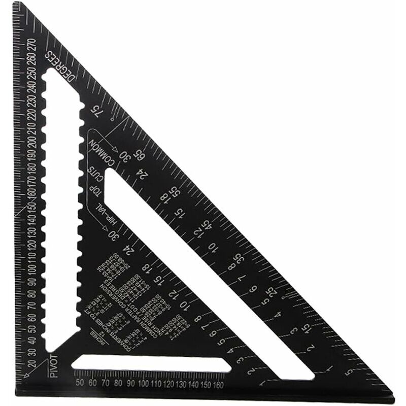 30cm Rapporteur Triangle Alliage d'Aluminium Équerre Charpentier Triangle Metrique Professionnel Menuiserie Règle d'Angle Règle Triangulaire avec