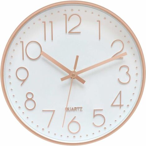 30cm Round Modern Quartz Silent Wall Clock Crawling in Seconds No Ticking for Office Home School (12 inch)  1