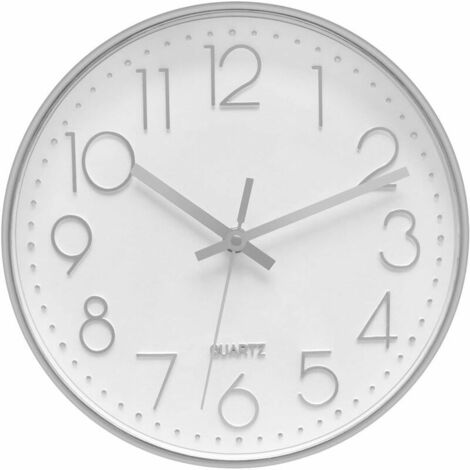 30cm Round Modern Quartz Silent Wall Clock Crawling in Seconds No Ticking for Office Home School (12 inch)  3