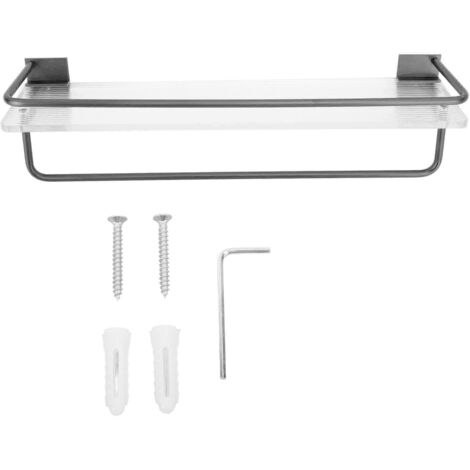 30cm Shower Caddy Wall Mount Organizer with Towel Hanger Easy Install Aluminum Rod Large Capacity Shower Rack for Bathroom Grey