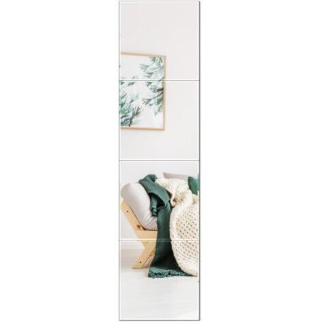 30cm x 30cm x 1.5mm Miroir Autocollant Ultra-Mince en Verre, Lot de 4 Miroirs Murals Adhesifs, Miroir avec Haute Définition et Antidéflagrant