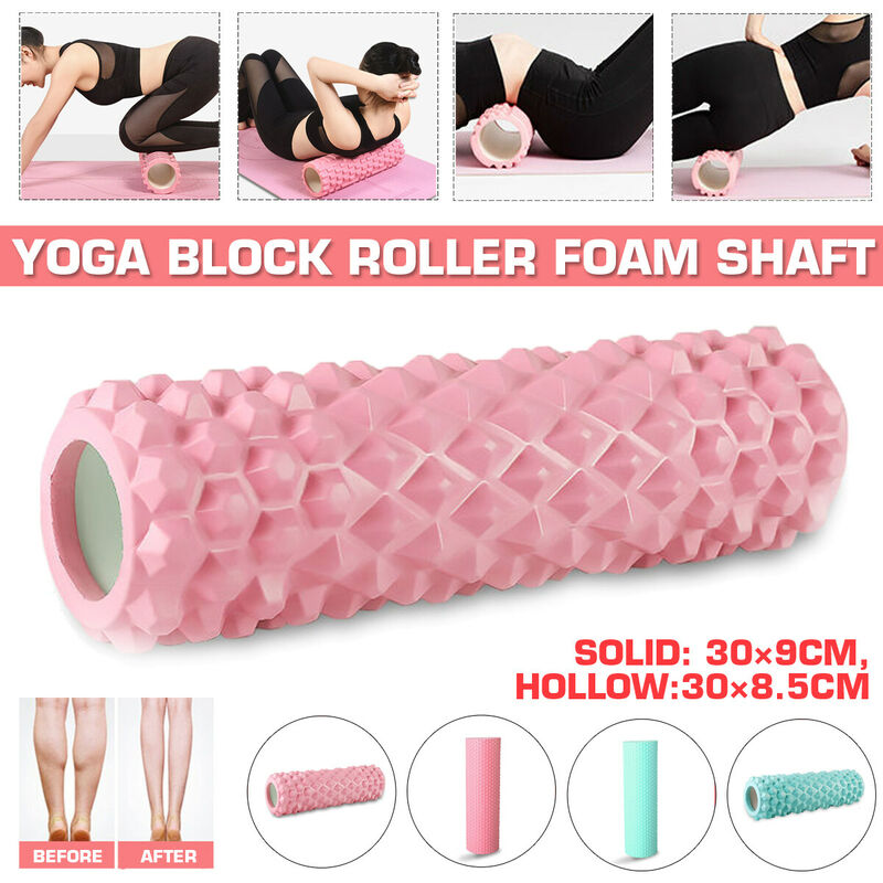 

30cm Yoga Pilates Columna Masaje Fitness Gimnasio Ejercicio Deporte Rodillo de espuma EVA Rosa Diamante Hueco Rosa Hueco