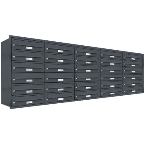 30er Briefkasten Anlage Unterputz Montage RAL 7016 Anthrazit