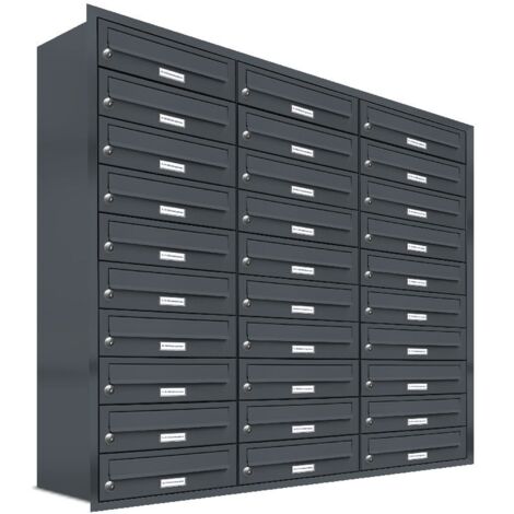 30er Briefkasten Anlage Unterputz Montage RAL 7016 Anthrazit