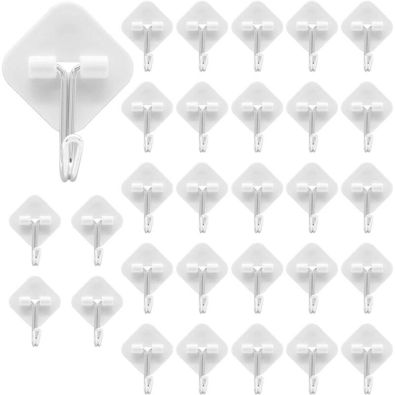 Image of Lot de 30 crochets collants en diamant pour douche de salle de bain