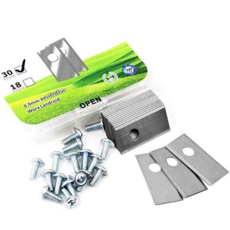 30er-Pack Mährobotermesser, XU, Ersatzmesser aus Edelstahl und Titan mit Schrauben, Zubehör für Mähroboter, kompatibel mit Worx Landxcape Einhell - KZQ