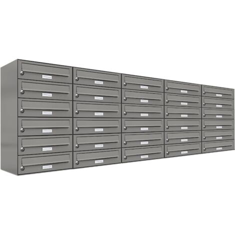 30er Premium Briefkasten Aluminiumgrau RAL Farbe 9007 für Außen Wand Postkasten 5x6
