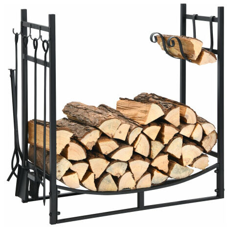 30inch Firewood Rack W/4 Tool Set Kindling Holders Indoor & Outdoor