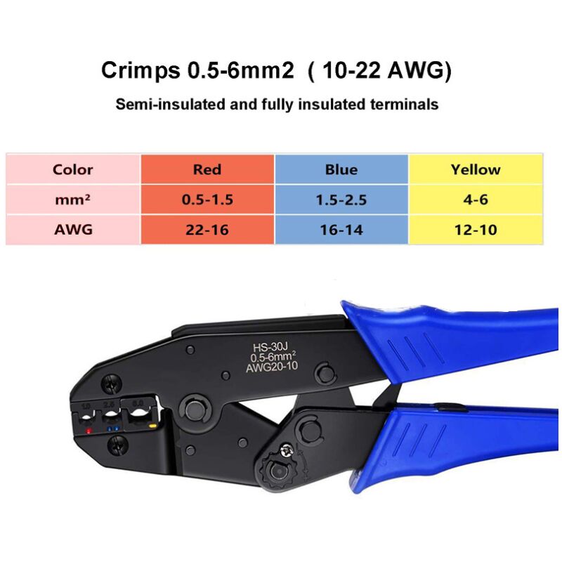 30J Ratchet Crimping Pliers for Insulated Terminals Crimping Tool for Professional Electrician