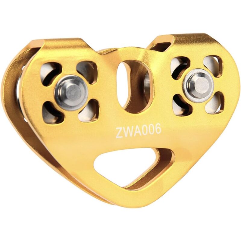 30KN Double Pulley Aluminum Trolley For Mountaineering Cable Climbing Heart Shaped Rescue Rescue Tandem Pulley