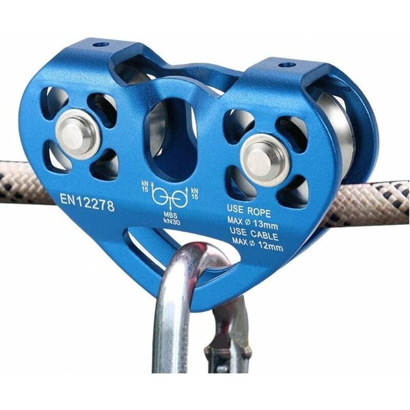 30kn Ligne poulie Tandem Tandem Escalade Double Tandem Vitesse Double Zipline Trolley avec Mousqueton pour câble