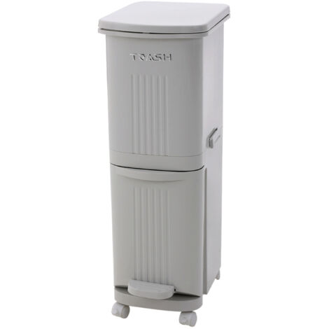 30L 2-Tier Dry Wet Separation Trash Bin with Dividers