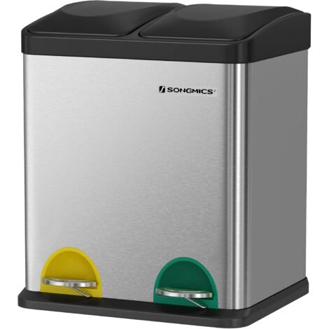 30L Cubo de basura de acero inoxidable Basurero reciclaje Dos compartimientos Con penal LTB30L
