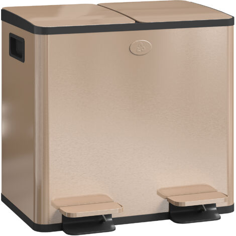 30L Dual Compartment Stainless Steel Bin, with Deodoriser Holders - Gold Tone