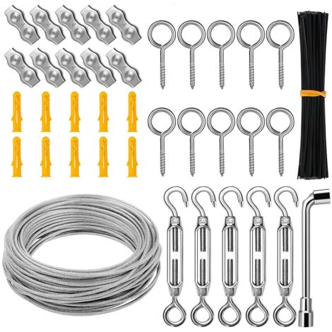 30m 3 mm cable métallique, cable en acier inoxydable 304, cable de tension pour suspendre la lumière, la corde à linge, les plantes grimpantes