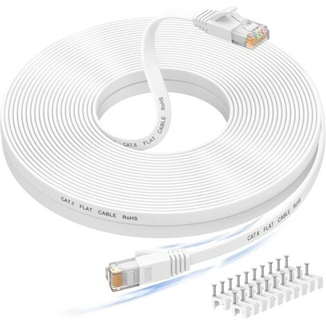 30m Ethernet Cable, RJ45 Cat 6 Network Cable, High-Speed Internet Cable with RJ45 Tester Connector for Modem, Router, and Switch, Backward Compatible with Cat 7/Cat 8 Ethernet Cable, White