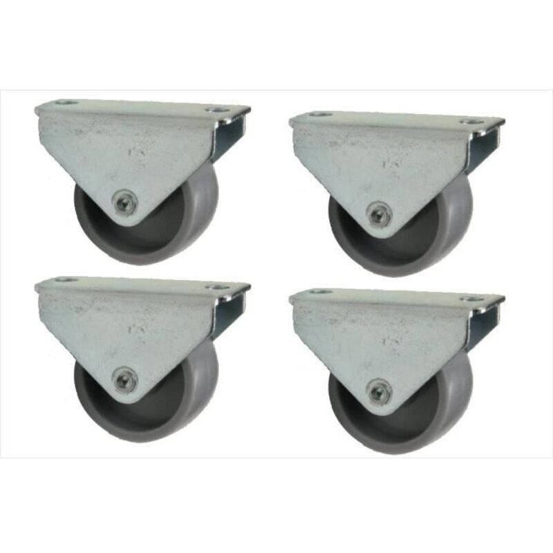 30mm Nylon Wheels - Parnells - Fixed - Silver - Set of 4 - Capacity 20kg