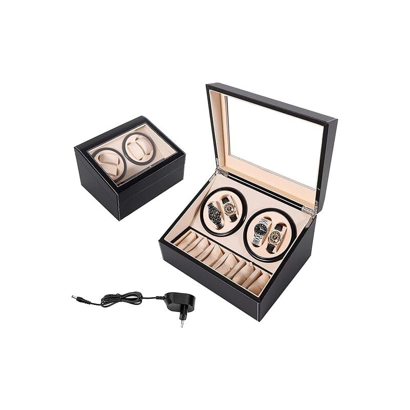 Senderpick - 4+6 Boîte à montres automatique, boîte à montres silencieuse avec fenêtre transparente et coussin pour montres automatiques,