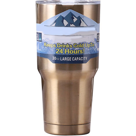 30oz Edelstahl-Isolierbecher mit Deckel für Sport, Camping und Picknicks – Gold