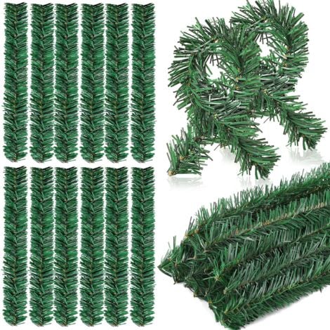 ERSANDY 30pcs 14 "Noel Pine Guirlande Cravate, Artificial Pine Needle Decoration Guirlande Flexible Cravate, Artificial Pine Green Stem Twisted Steel Wire Branch, for Banister Decoration