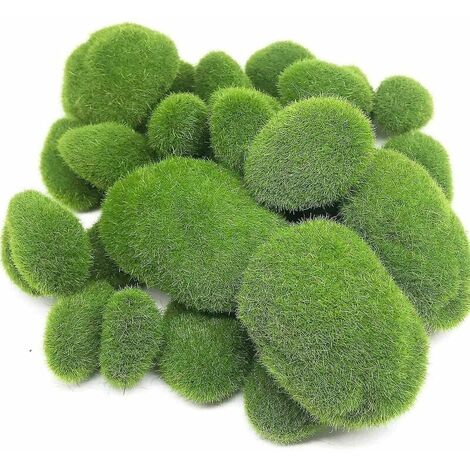 30pcs 3 Sizes Decorative Artificial Moss Stones Green Moss Balls