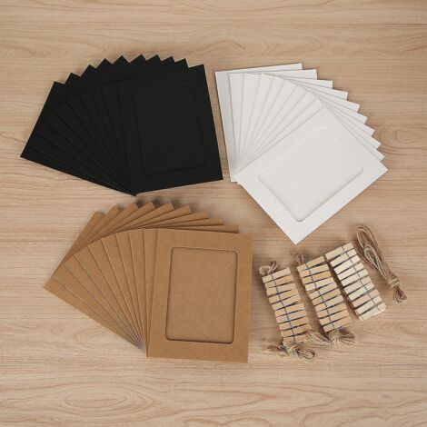 30pcs 4x6in Kraft Papier Cadres Photo Suspendus Dcoration Murale Diy Avec Clips Cordes Pour Photos