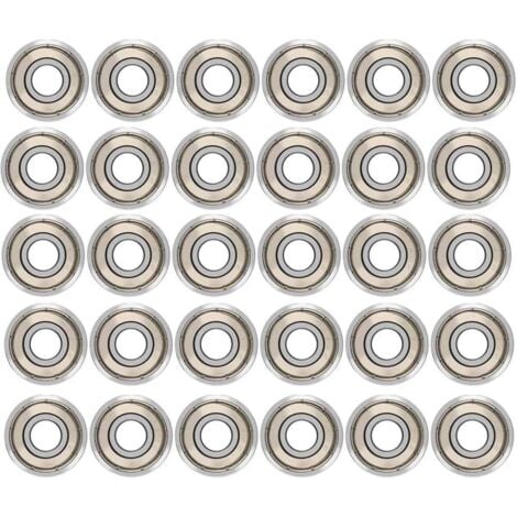 AIDUCHO 30pcs 608ZZ Roulements à Billes,Métal Double Blindage Roulements Speed Bearings Roulements à Billes de Qualité pour Roller,Skateboard,Longboard,Waveboard/8 x 22 x 7mm