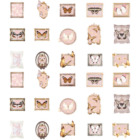 30PCS Butterfly Stickers Set DIY Beautiful Vintage Stickers for Scrapbooking Journals Daily Planner Laptop Tender Expectations