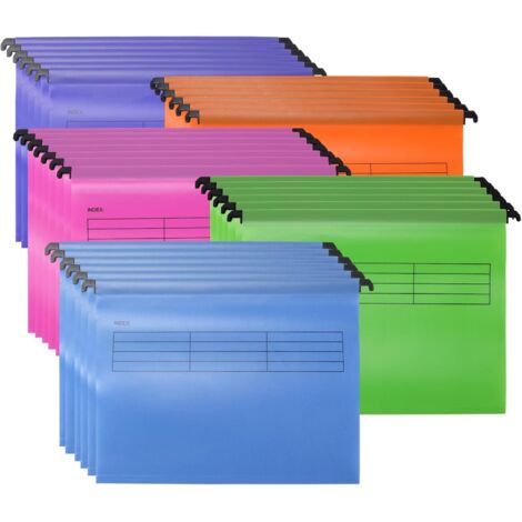 30pcs chemises suspendues colorées avec onglets, format lettre, en plastique multicolore, pour la maison et le bureau.