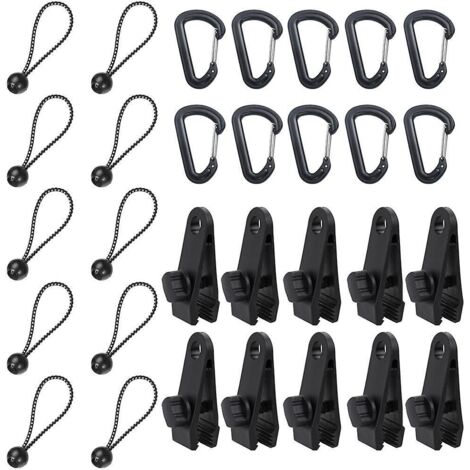 30pcs Clip De Bche Tente Pince Bche Auvents Clip Auvents Pince Tendeur Corde Lastique Lastique Pour Bche Ball Bungee Corde Pour Tentes, Couverture