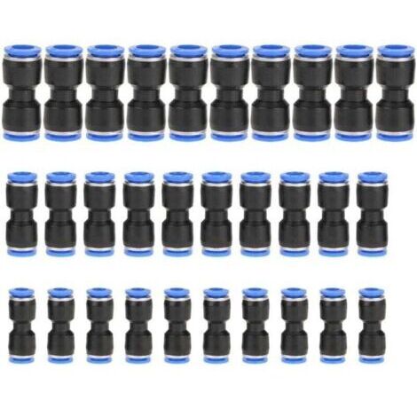 30pcs Connecteur Droit Pneumatique, Raccords de Fixation à Dégagement Rapide en Plastique pour Tubes 6mm 8mm 10mm
