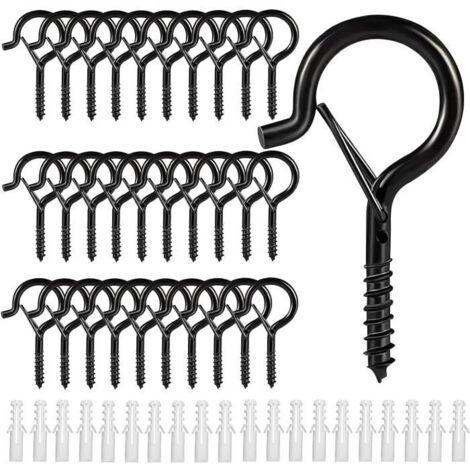 30Pcs crochet a visser vis inox a piton à crochet a anneau a fixation crochets à visser Crochets de plafond en métal pour suspension