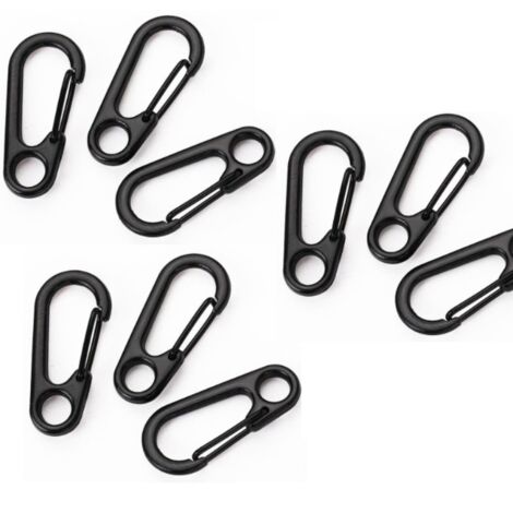 30pcs Crochet Mousqueton pour Escalade Excursion, Mousquetons Aluminium Solide Multifonction D-Anneau avec Bouchon Crochet pour Camping Voyager Randonnée Porte-clés en Plein Air(noir)Longueur 33mm di