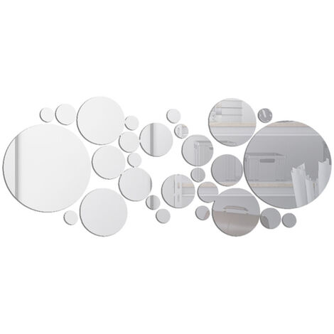 TOPBATHY Adesivo da Parete Specchio Acrilico Forma Ovale Rimovibile per Finestra Bagno Carta da Parati Adesivo Decorazione della Casa Argento 