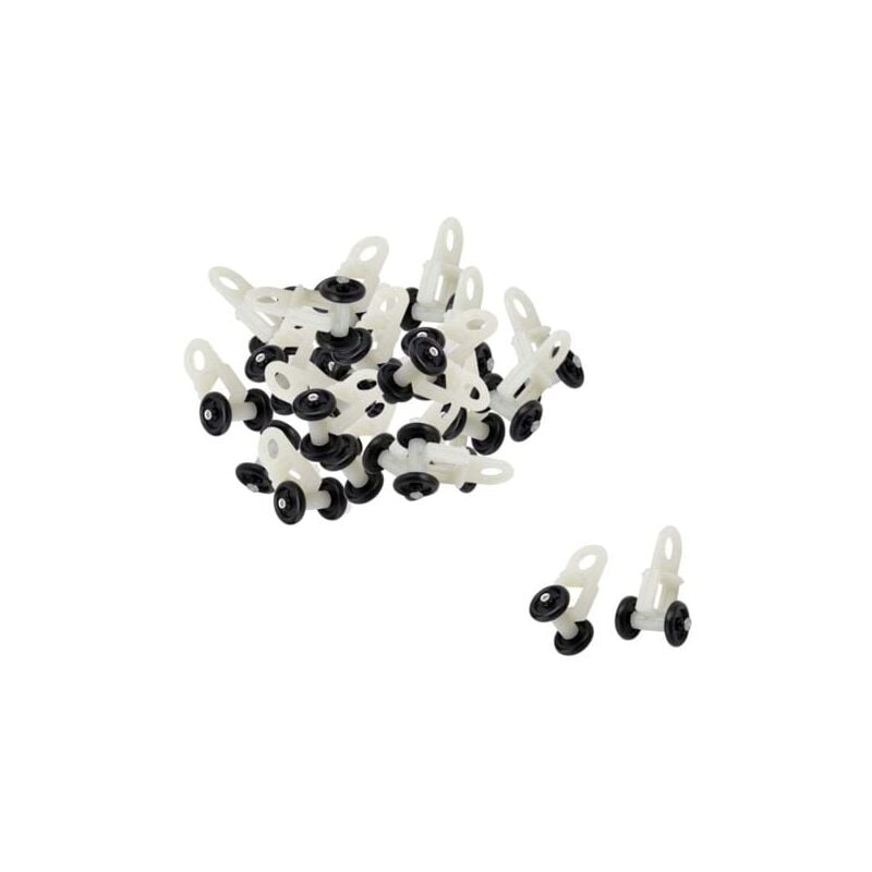SNQ - 30pcs Glisseur Rail Rideaux Roulette Crochet Roue Rideaux Coulissant Poulie pour Fenêtre Voilage Galet en Plastique Noir Blanc