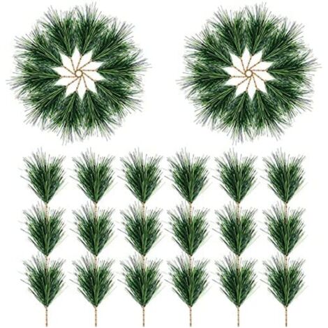 30pcs Green Artificial Pine Needles Small Fir Branches Picks for Christmas Garland Wreath Home Garden Decoration