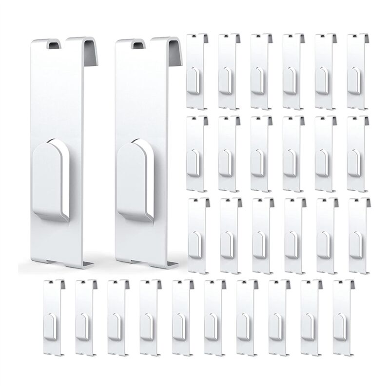 Image of 30Pcs Gridwall Haken Kleiderbügel, Grid Panel Grid Wand Haken Zubehör Draht Regal Weiß