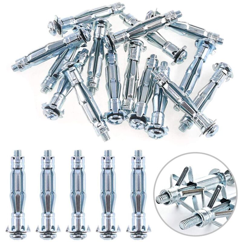 30PCS Heavy Duty Zinc Plated Steel Molly Bolt Hollow Drive Wall Anchor Screws Set pour la paroi sèche, le plâtre et les carreaux, (M5x52)