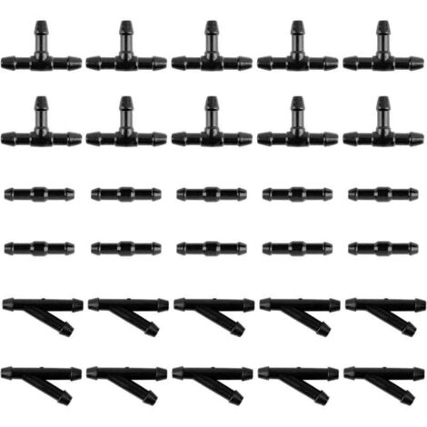 30pcs Kit de Tuyau Essuie Glace Tuyau Lave Glace 4mm Connecteurs Buse d'Essuie-Glace Universel Forme T Droit Y Accessoire Raccord de Tuyau pour Pare-Brise Voitures Noir