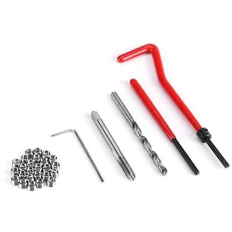 30Pcs Kit Reparation Filetage M8 INOX Foret Hélicoïdal Clé Hexagonale Insert Filetage Taraud Filiere Professionnel pour Entretien Quotidien Automobile Perceuse Moteur